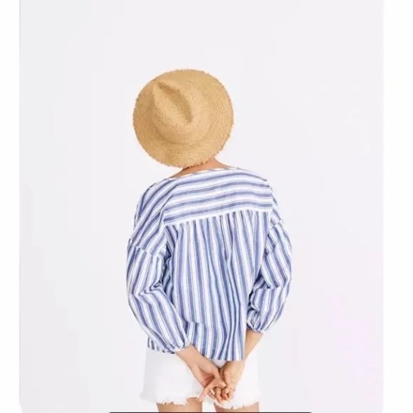 Madewell Peasant Top in Shea Stripe Size Medium - Picture 8 of 10